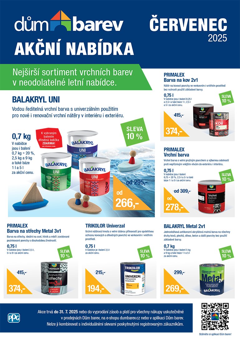 Akční nabídka DŮM BAREV červenec 2025