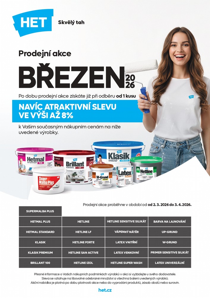 HET bílá malířina navíc se slevou 8%